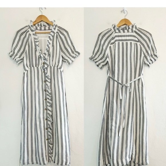 Pilcro Black and White Striped Midi Dress - Picture 1 of 13